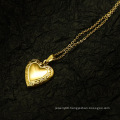 JS001 Stainless Steel Women heart shape Photo Box Frame Pendant 18k Gold Chain Necklace